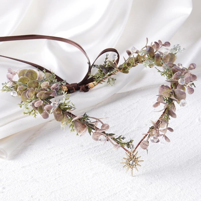 MOSTORY Woodland Flower Fairy Crown - Forest Elf Crown Circlet for Renaissance Accessories Women Fairycore Renfaire Cosplay - Image 4